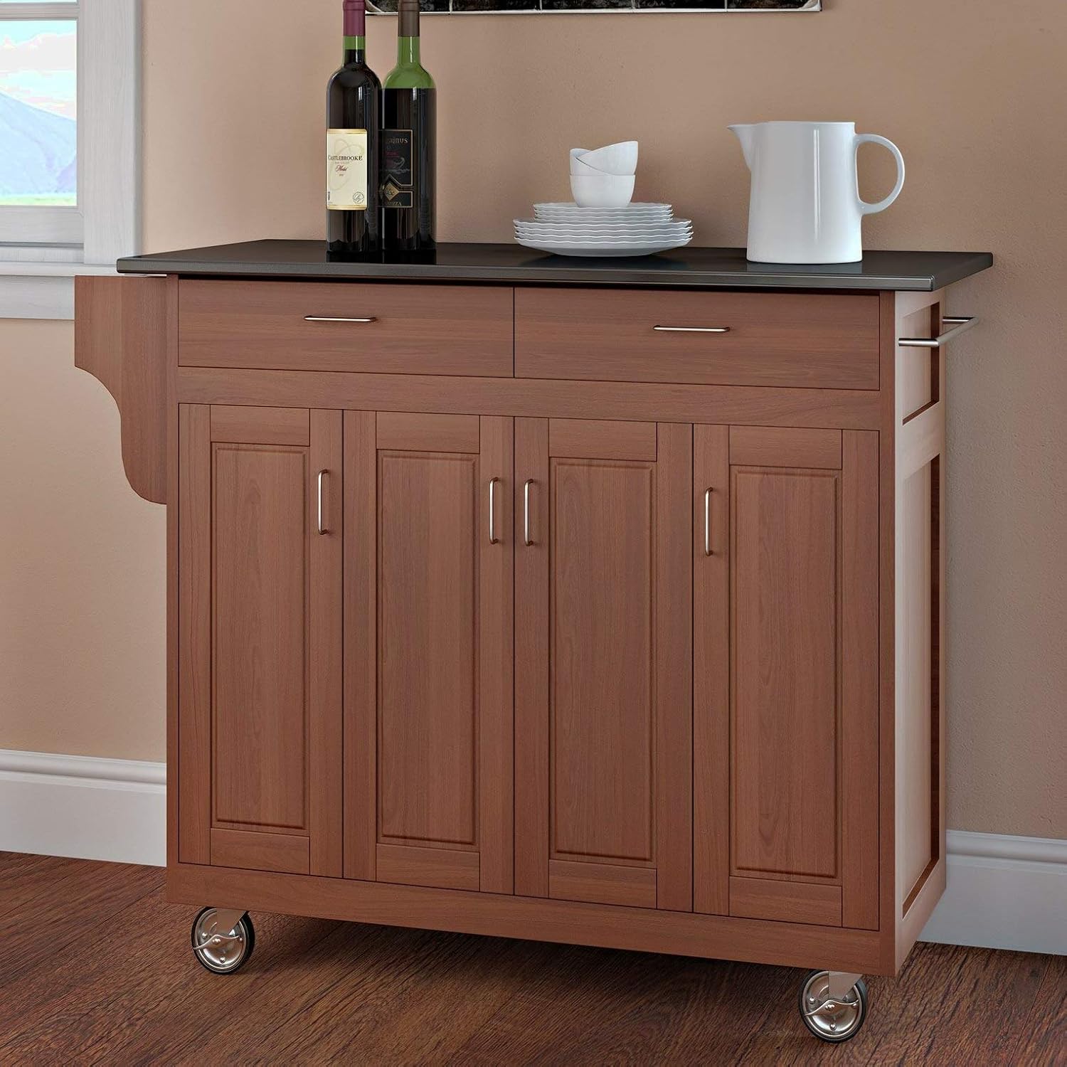 Stroman Kitchen Island with Granite Top, Number of Interior Shelves 3, Overall 34