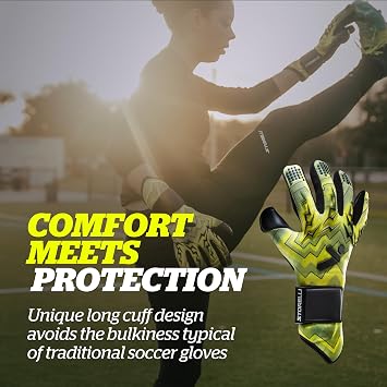 Storelli Lightning Goalkeeper Gloves, High-Impact Hand Protection with 5 Built-in Finger Spines, German New Basic Latex
