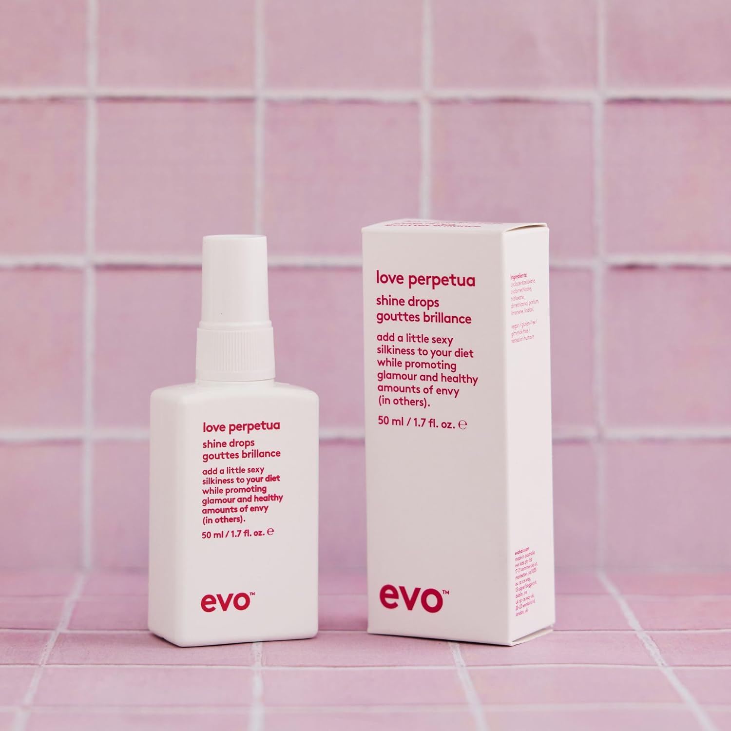 EVO Love Perpetua Shine Drops, Anti Frizz Hair Smoothing Serum for Thick & Coarse Hair - Seals Cuticles, Softens & Polishes - 1.7 fl oz