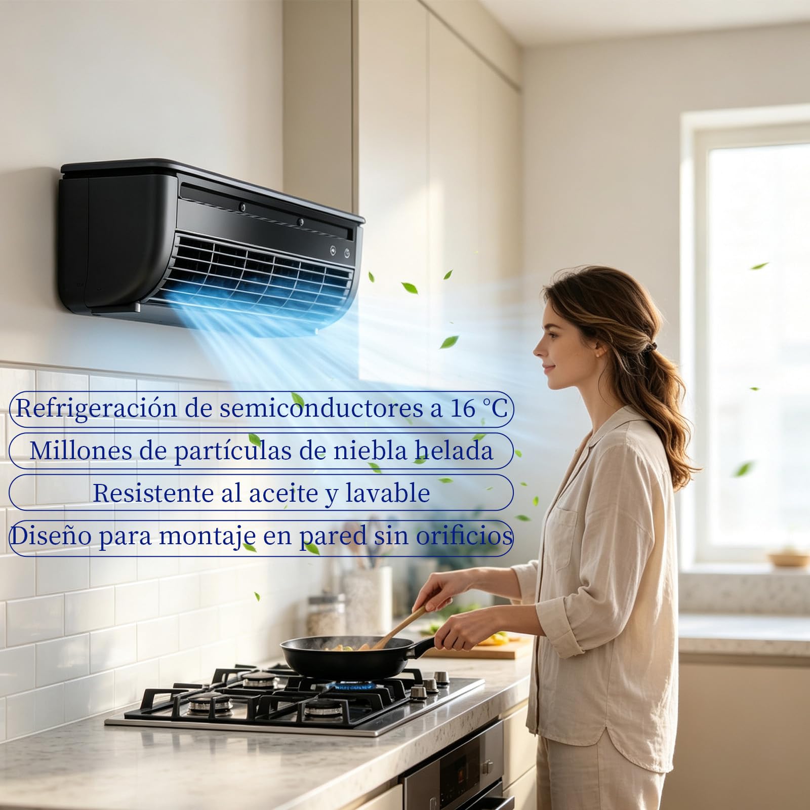 Aire Acondicionado sin Unidad Exterior, Aire Acondicionado Inalámbrico, Tres Velocidades de Viento, Funcionamiento Silencioso, para Dormitorio, Sala de Estar y Cocina