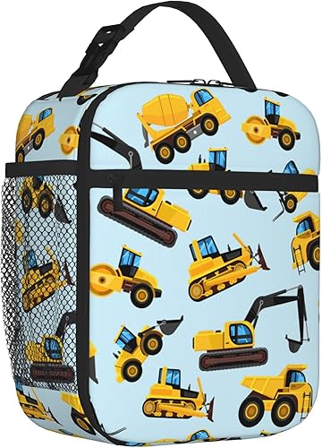 Miniatura 1 de VIELEGELD Bolsa de almuerzo con diseño de camiones, reutilizable, aislada, de gran capacidad, para niños, mujeres, hombres, bolsa refrigeradora,