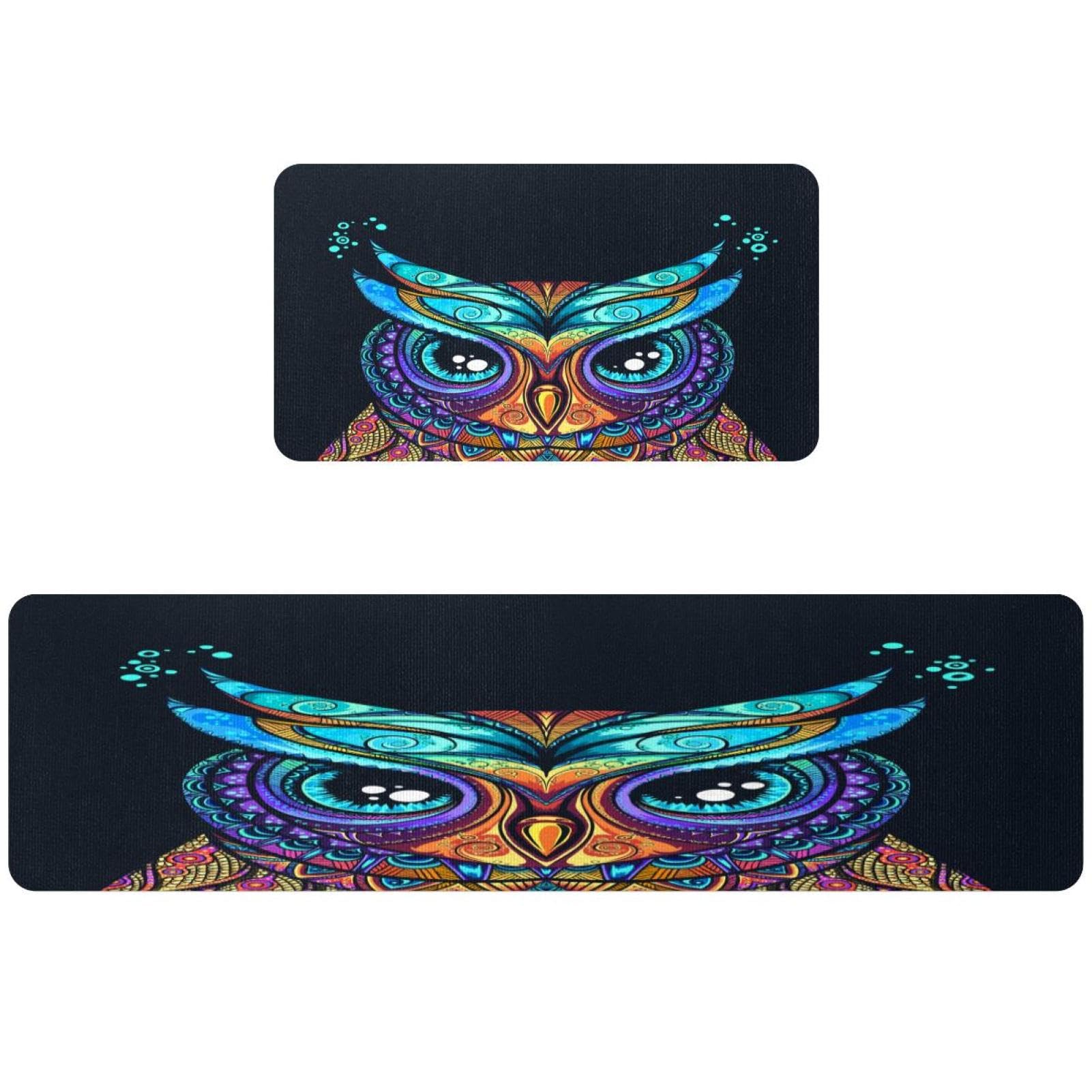 Alfombras de cocina absorbentes para pasillo y cuarto de lavado con estampado de búho