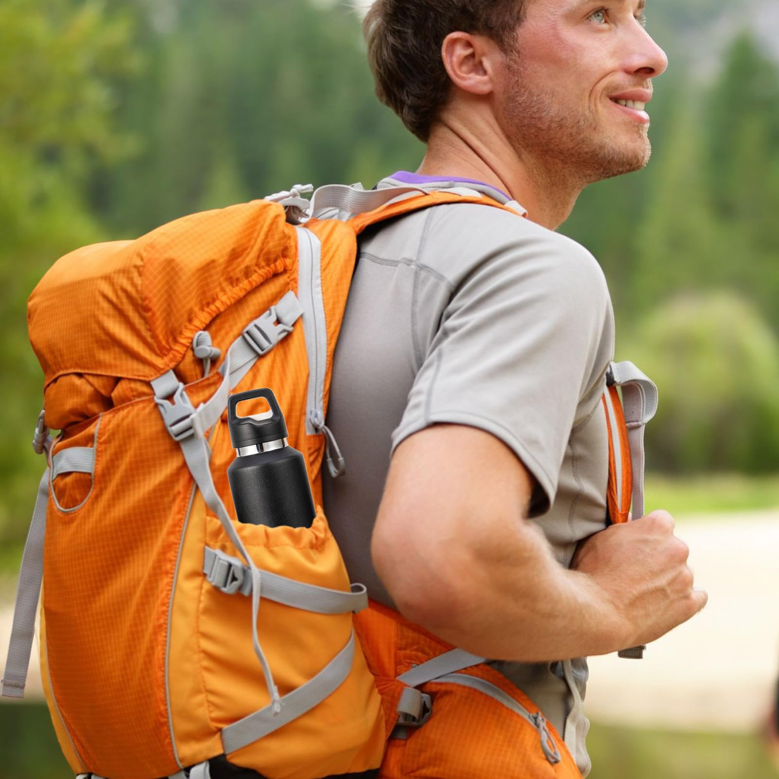 Borraccia in Metallo 600ml Acciaio Inossidabile con Apertura Facile | Borraccia Termica Isolata per Bevande per Sport Viaggio Ciclismo Escursionismo Ufficio Casa Palestra Tè Caffè Latte