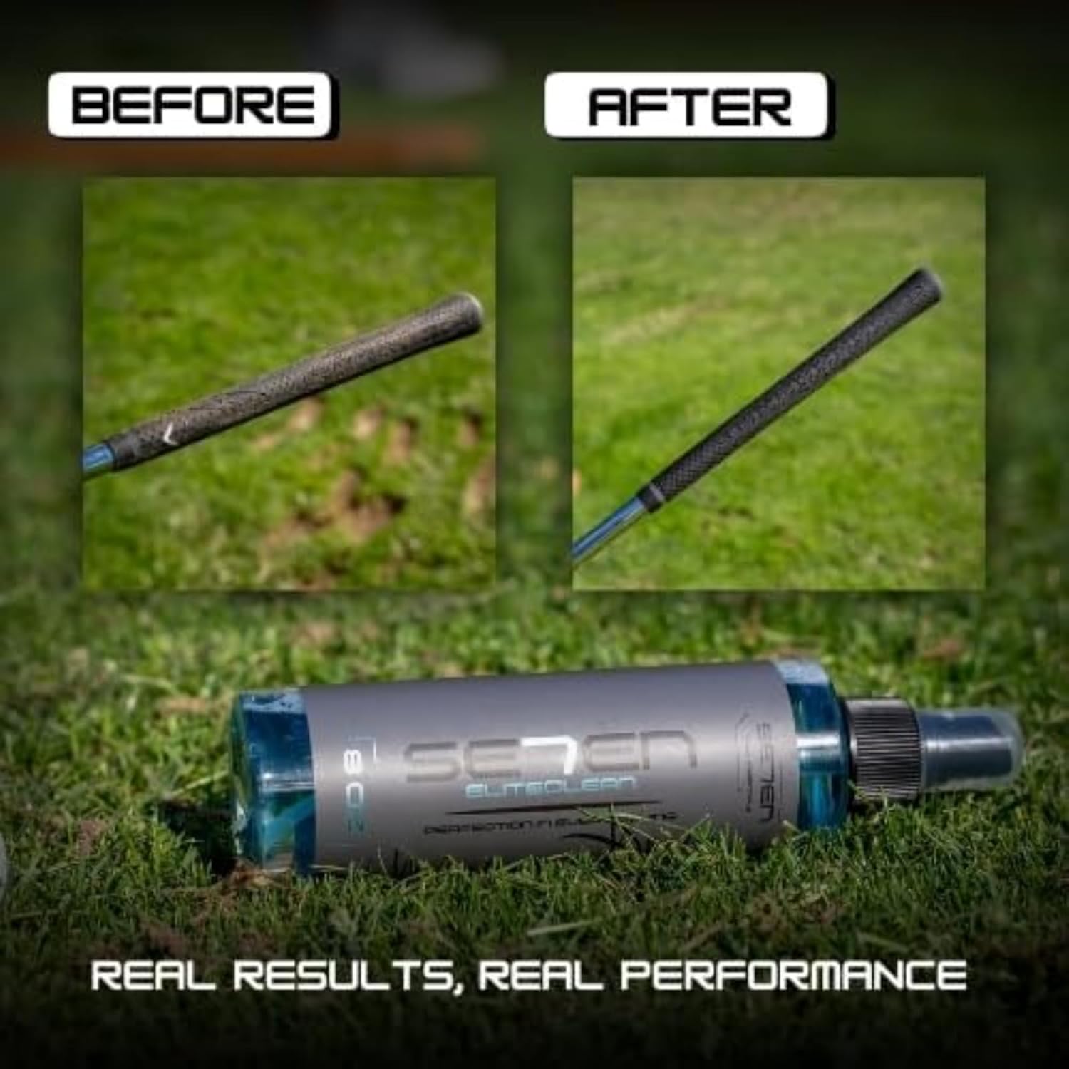 SE7EN EliteClean Golf Grip Cleaner Spray - Restores Tackiness & Control, Removes Sweat & Dirt, Golf Club Grip & Pickleball Paddle Cleaner, Safe for Sports Equipment, Includes Microfiber Towel