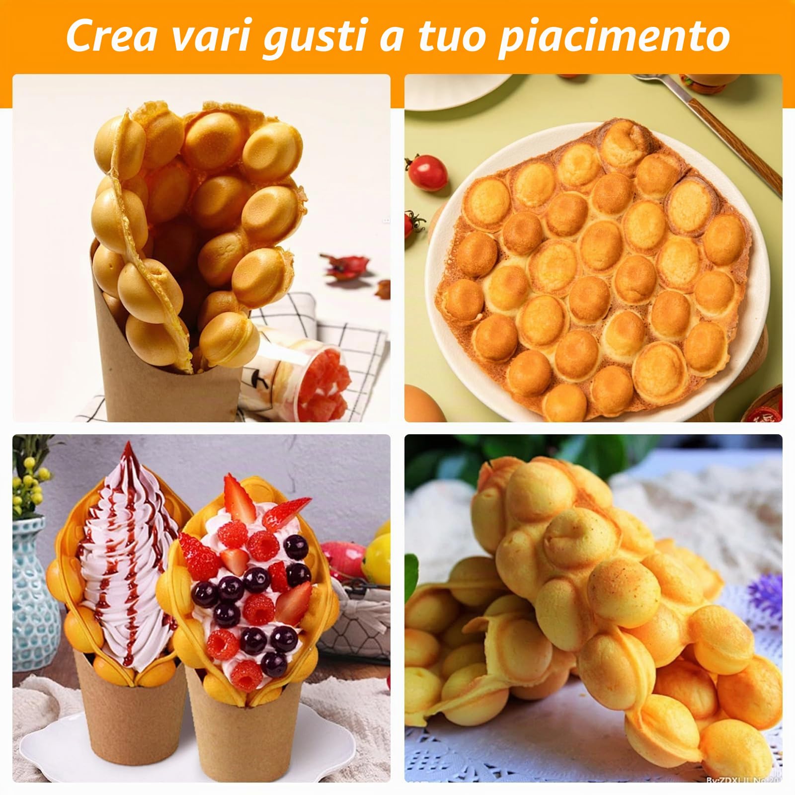 Waffle Panini Maker, Cucina Antiaderente Uovo Bubble Baking Mold Piastra Waffle Maker Pan Tool per uso commerciale domestico