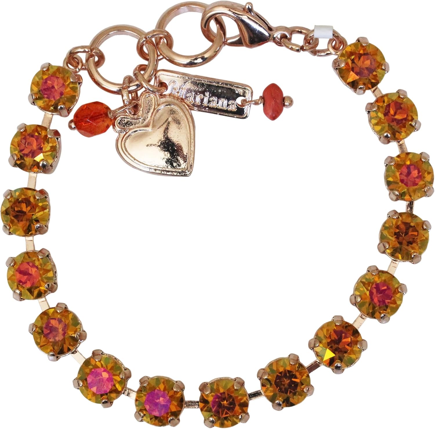 Mariana Rose Goldtone Astral Pink Classic Crystal Tennis Bracelet, Tangerine 4252 260260rg, B-4252-260260-RG