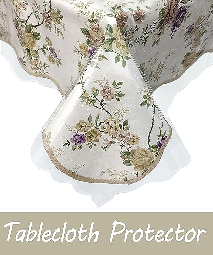 Miniatura 7 de Mantel ovalado transparente, 60 x 90 pulgadas, impermeable y a prueba de aceite, protección para mesa de comedor y oficina