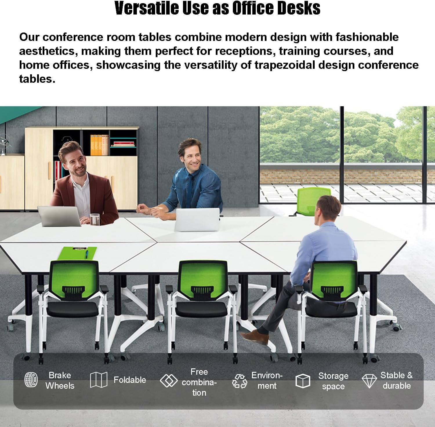 Conference Table,4 Pack Folding Conference Table Flip Top Mobile Training Table,Rolling Meeting Seminar Tables with Caster,Modern Conference Room Tables for 2-10,Seminar Training Table for Office