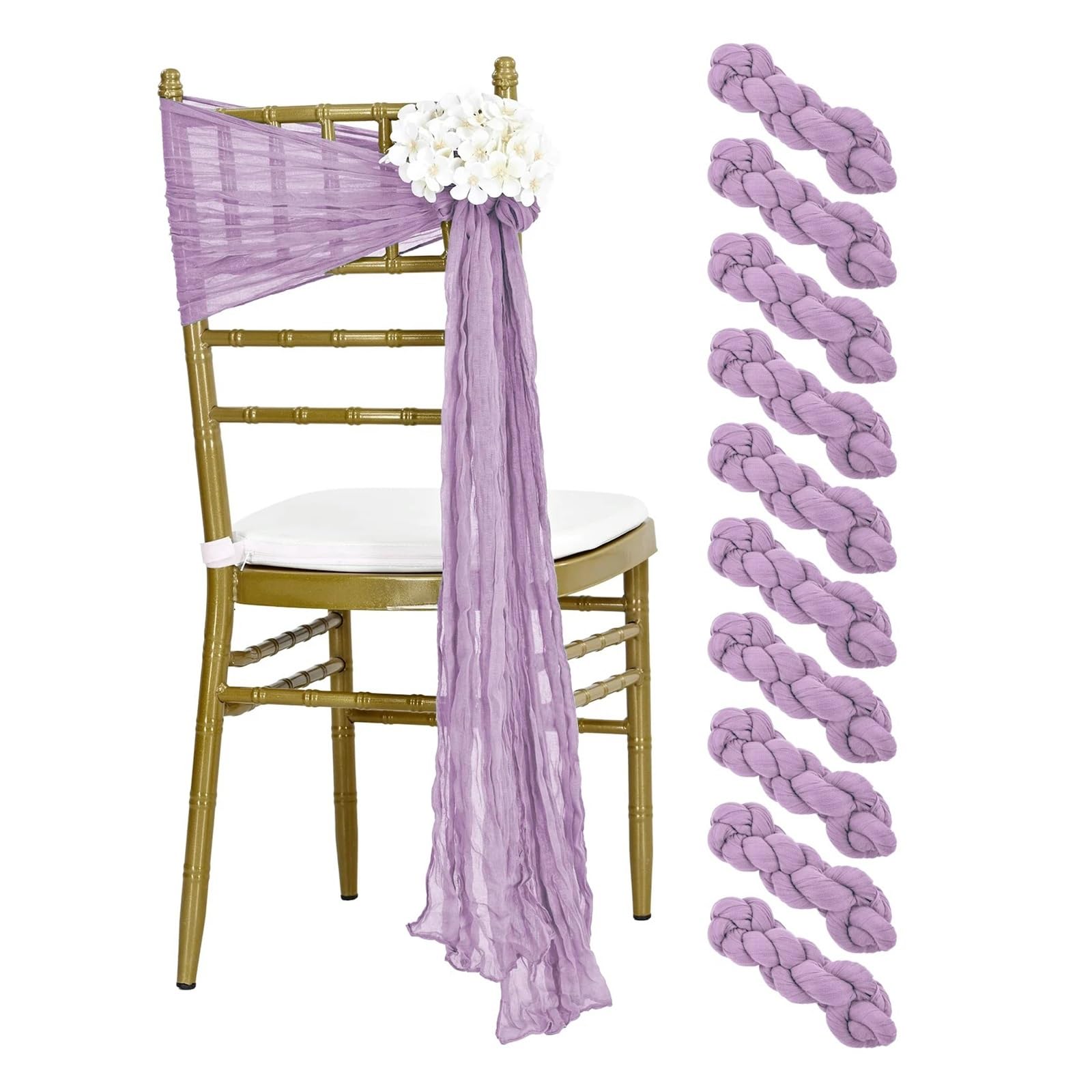 Fiocchi Sedie Matrimonio 10 Pezzi 30x275cm Viola Decorazione Sedia Matrimonio Garza Garza Sedia Fasce Sedia Fiocco Sedia Copertura for Festa di ricevimento(Beige)