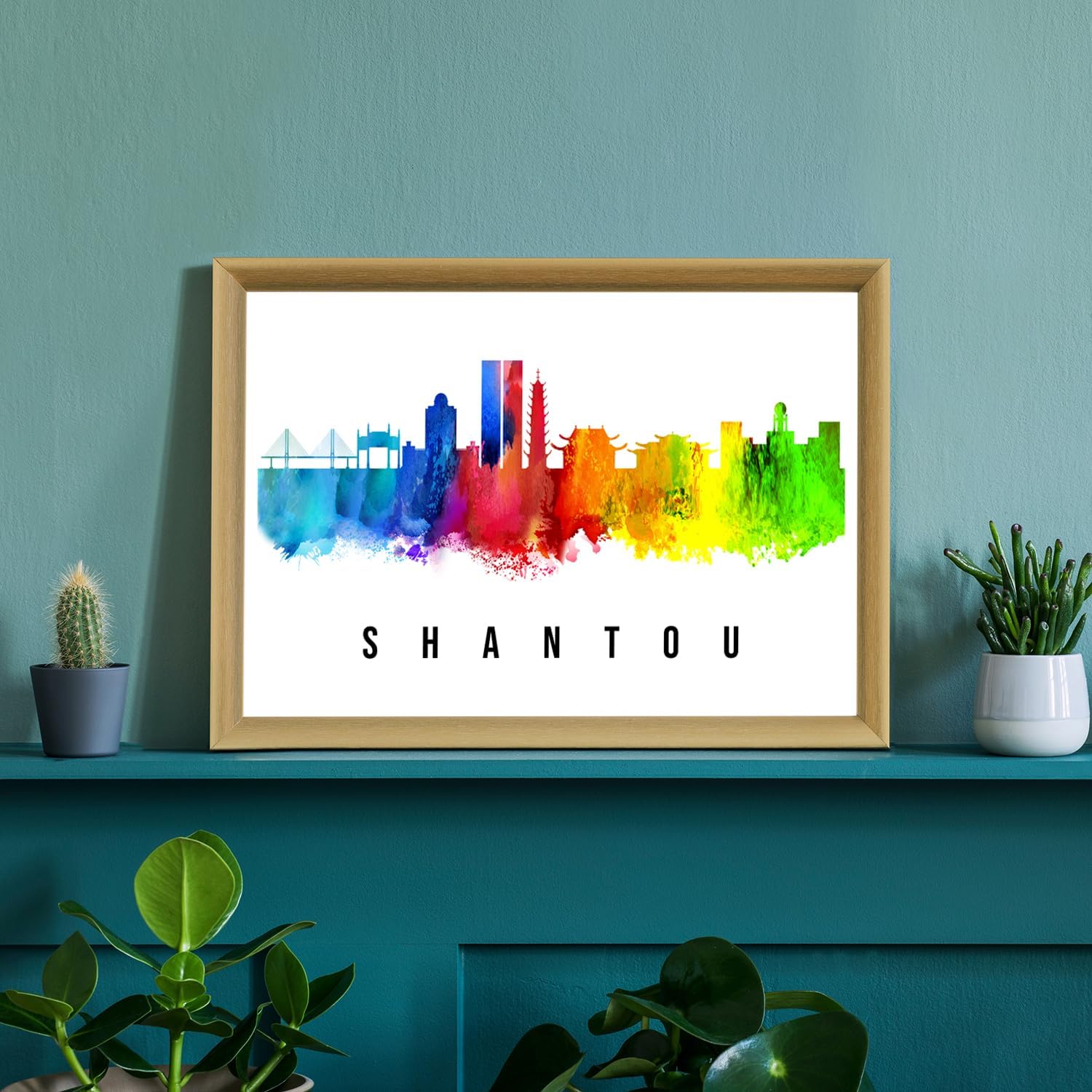 Pera Print China Poster, China-Shantou Poster, China Illustration Skyline City Poster, Modern Skyline Poster, Cityscape and Landmark Print, Home-Office Wall Art Decoration