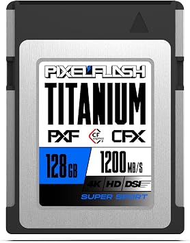 PixelFlash 128GB CFExpress Memory Card Type B XQD - 1700 Read 1500MB/s Write Speed - Enhanced for 4K, 6K Video & Extreme Sports Photography - Titanium Series