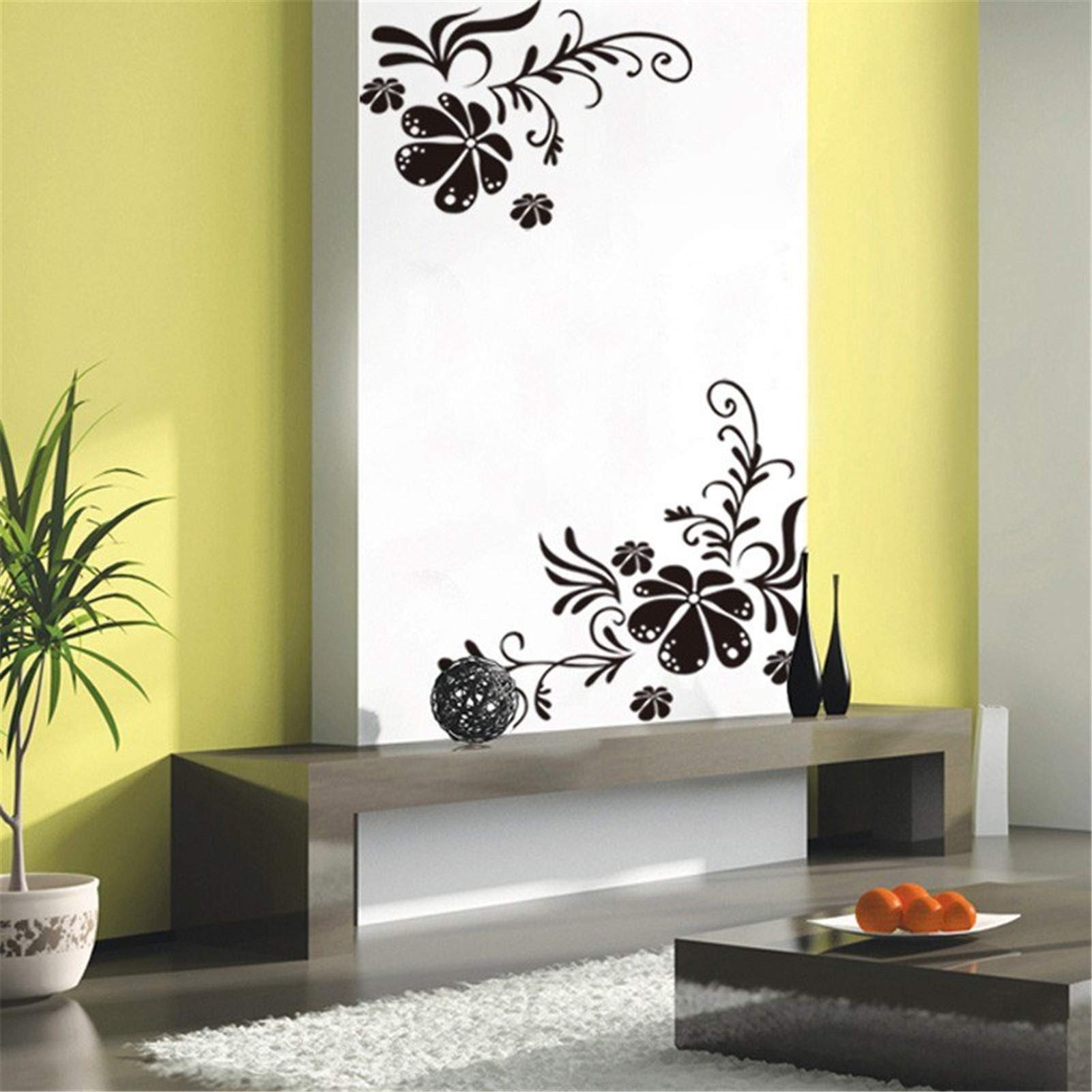 Adesivo Murale Nero A Forma Di Fiore Con Vite – Decorazione Rimovibile Per Frigorifero, Finestra, Armadio, Camera E Soggiorno