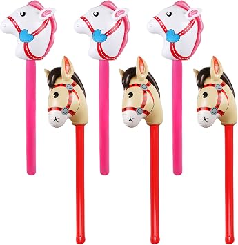 EVERMARKET 6 قطع قابل للنفخ عصا الحصان ، قابل للنفخ عصا الحصان عصا المهر عصا لعيد الميلاد الحصان تحت عنوان زينة عيد الميلاد زينة حزب الإمدادات تفضل الدعائم كاوبوي الحصان زي العصا ، 37 بوصة