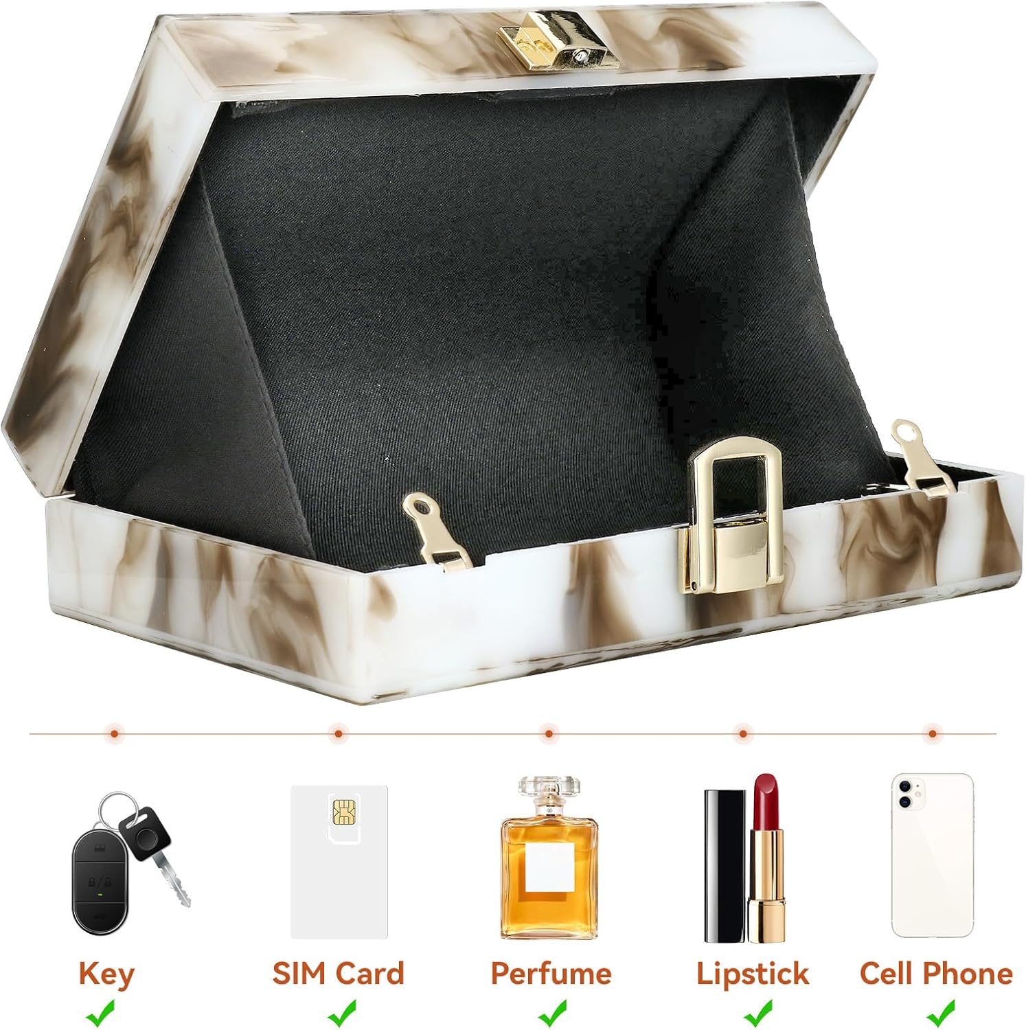 Simcat Acrylic Handbags for Women Marbling Evening Purses Elegant Party Clutch Crossbody Bag for Lady Evening Prom Banquet - Image 6