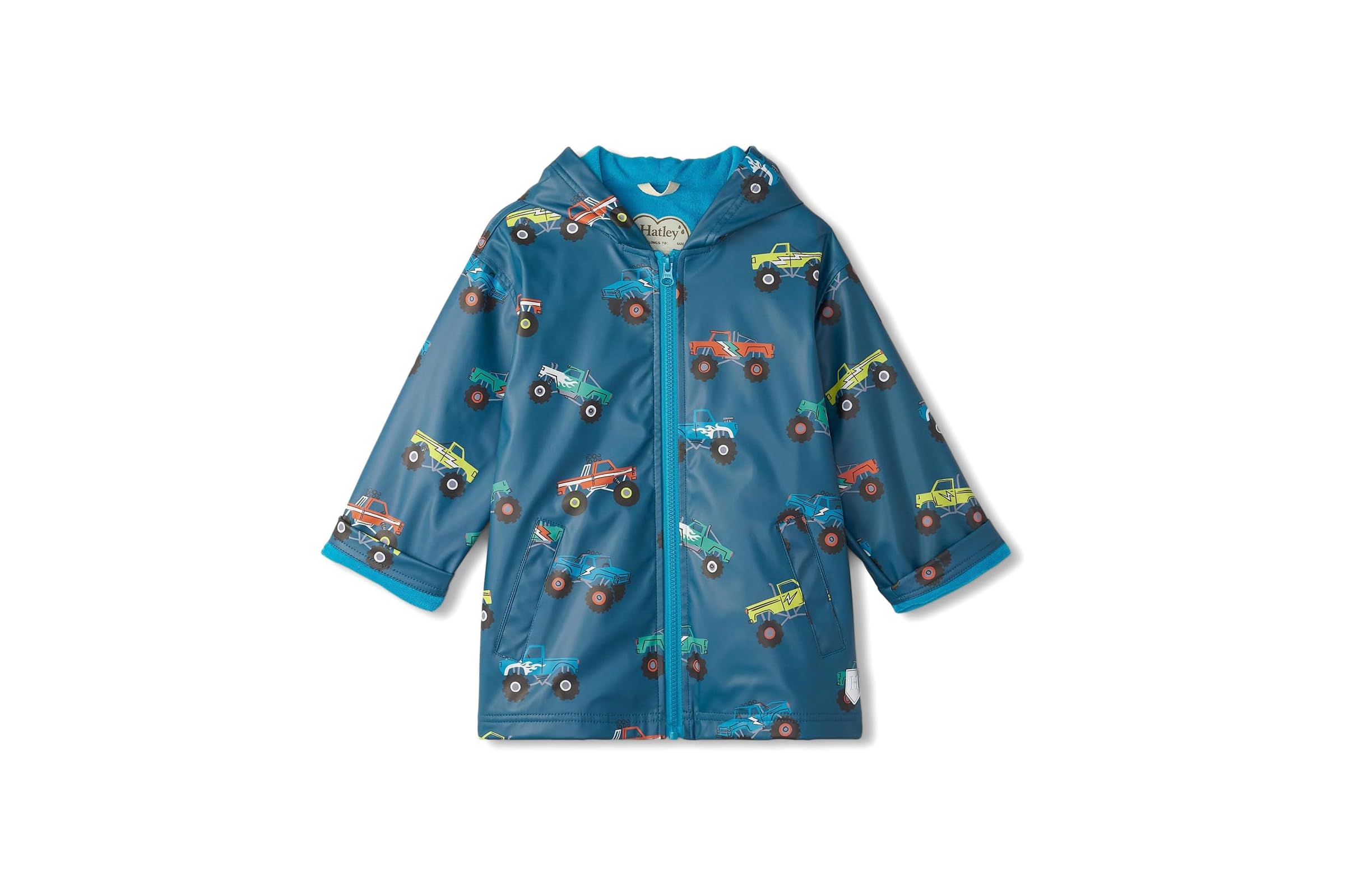 Hatley Kids Monster Trucks Zip-Up Rain Jacket (Toddler/Little Kid/Big Kid)