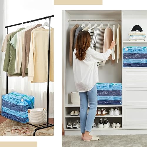 Miniatura 7 de TAILI Paquete de 4 bolsas de almacenamiento al vacío, bolsas de almacenamiento al vacío con bloqueo automático para ahorrar espacio, bolsas de