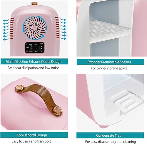 Miniatura 7 de Caynel - Minirrefrigerador de 4 L, color rosado