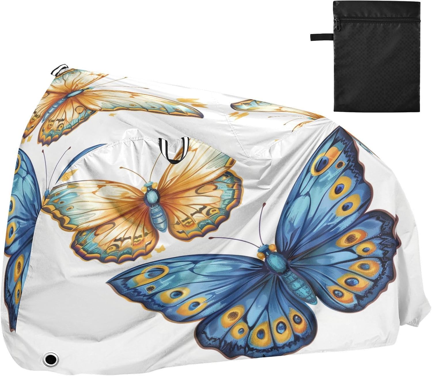 ALAZA Blue & Golden Butterflies Bike Cover Waterproof Outdoor Ebike Bicycle Covers Tarp Protection for 1/2 Bikes, Sun UV Dust Wind Proof