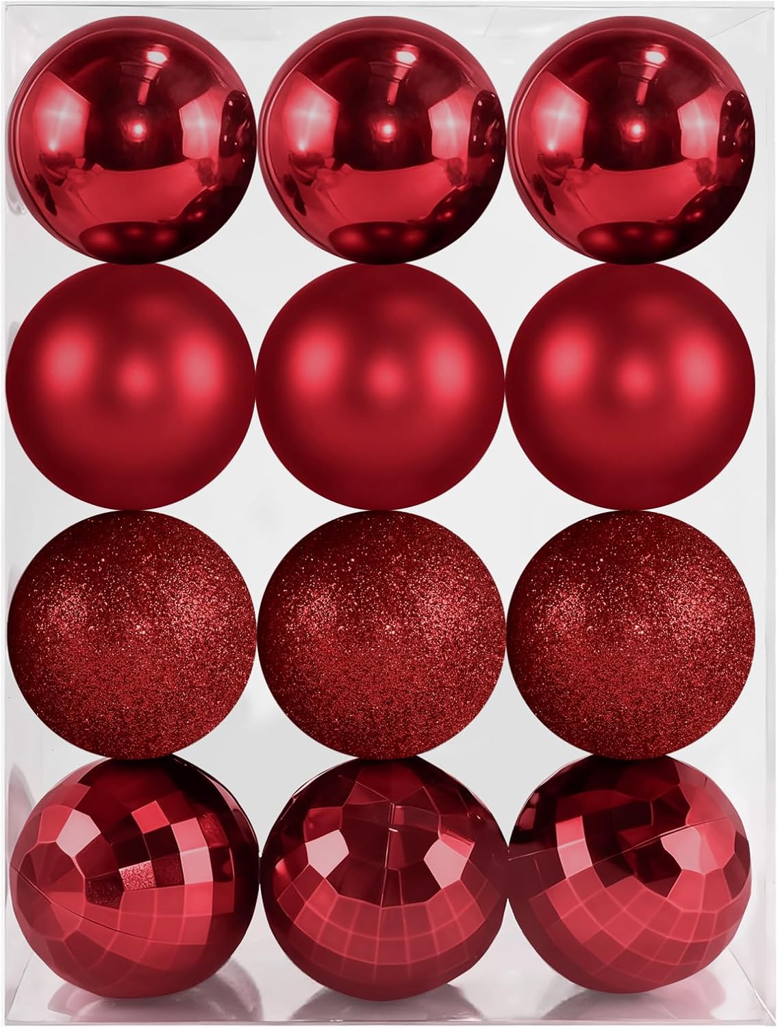 2.36" Christmas Balls Christmas Tree Ornaments Shatterproof Plastic Holiday Ornament Festival Hanging Ball Holiday Decorations Set of 24pcs Red