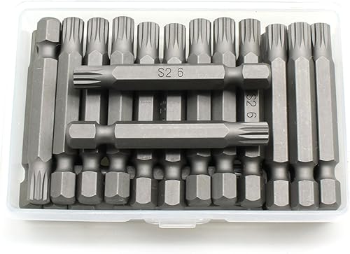 25 piezas M6 Spline 12 puntos 2 pulgadas destornillador listo para insertar brocas con vástago hexagonal de 14 pulgadas y ranura de liberación rápida