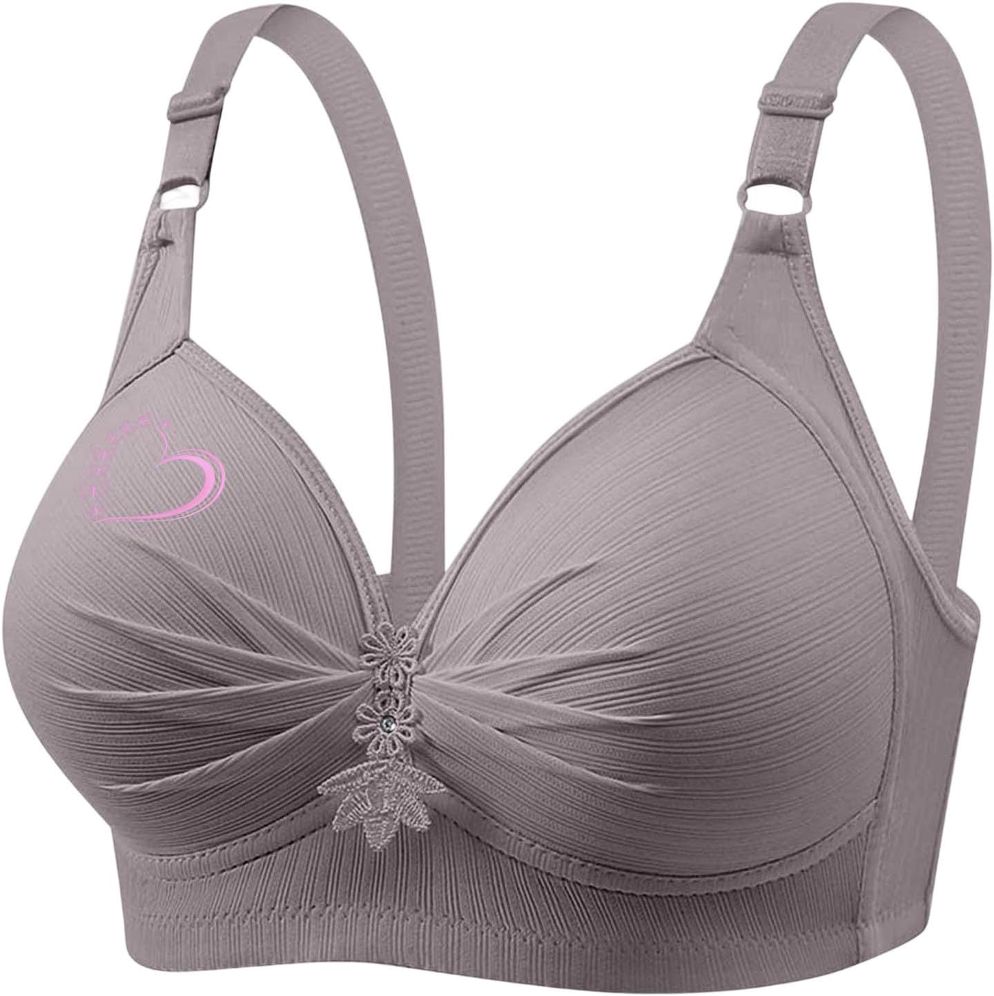 Women Full Coverage Bra Comfortable Push Up No Underwire Pleated Plus Size Bralette Everyday Soft Solid Color Bras