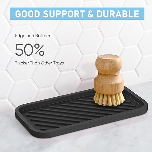 Miniatura 5 de EG-SIPRO Bandeja organizadora de fregadero de cocina, soporte de esponja para fregadero de cocina, bandeja de baño, bandeja de esponja de silicona