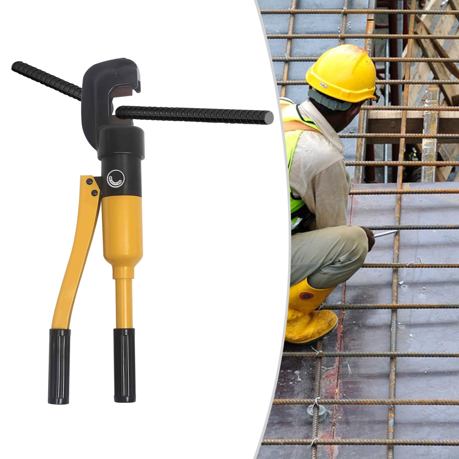 Siohdagu 8 Ton Hydraulic Rebar Cutter, 12 Chromium Steel Bolt Cutter for 4mm to 16mm Bars, Heavy-Duty Metal Shearing Tool