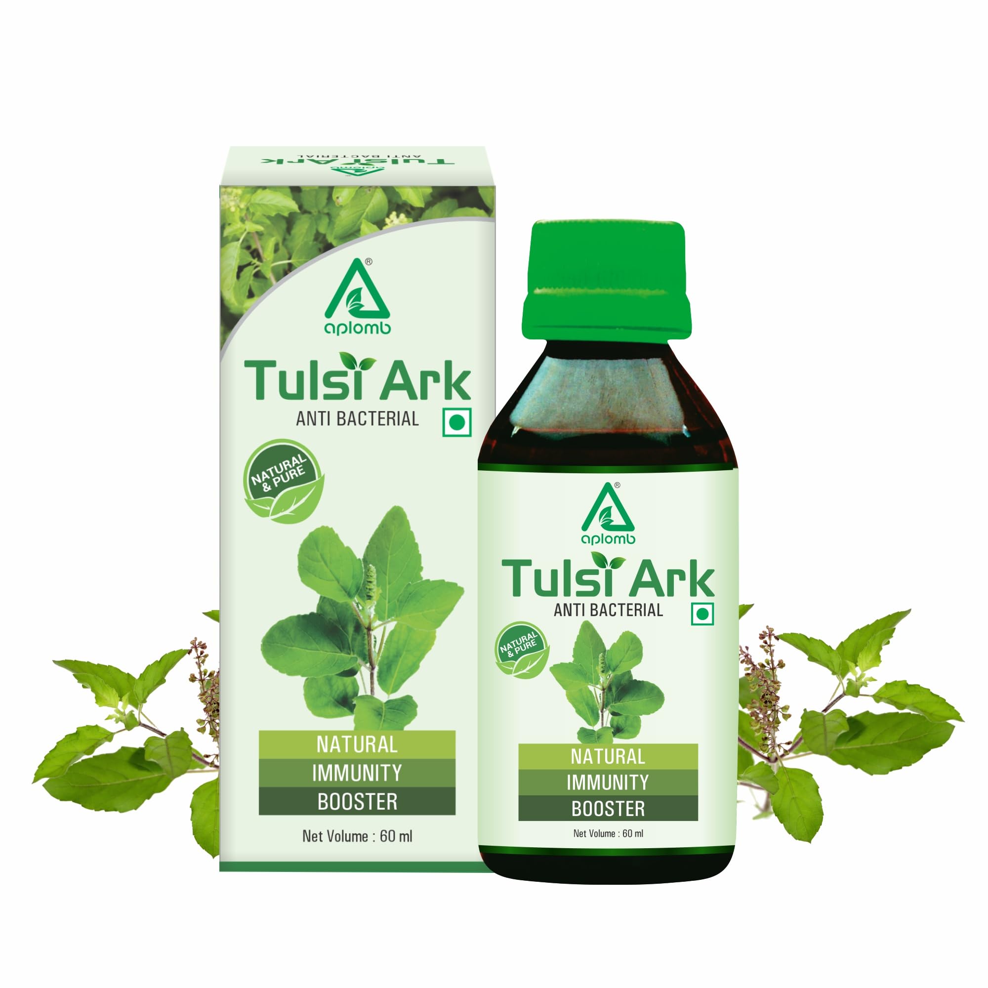 Aplomb Tulsi Ark (60 ml) | Liquid Herbal Supplement | Natural Immunity Booster | Rama, Shyama & Karpoori Tulsi Leaf Extract | Rich in Antioxidants | Helps Relieve Cough & Cold