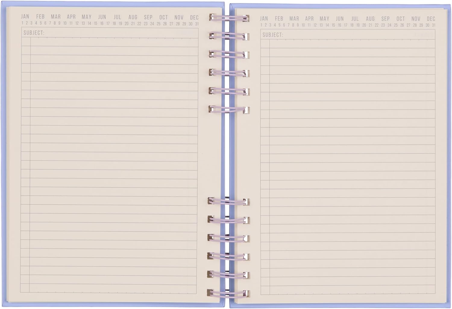 DesignWorks Ink Standard Issue Notebook No. 12, Undated Daily Planner & Writing Journal, 192 Lined Pages, Elastic Pen Holder, Small Spiral Notebook for Work & Journaling, 6 x 8.25 in, Lavender/Periwinkle