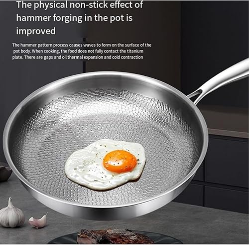 Miniatura 8 de Sartén de titanio con martillo, tapa y pala, utensilios de cocina profesionales de titanio y acero inoxidable, resistentes a los arañazos y