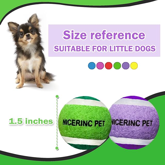 Foto 2 de 6 de NICERINC PET Pelotas de Tenis para Perros XS de 1.5 Pulgadas, Paquete de 12, lanzadores de Pelotas