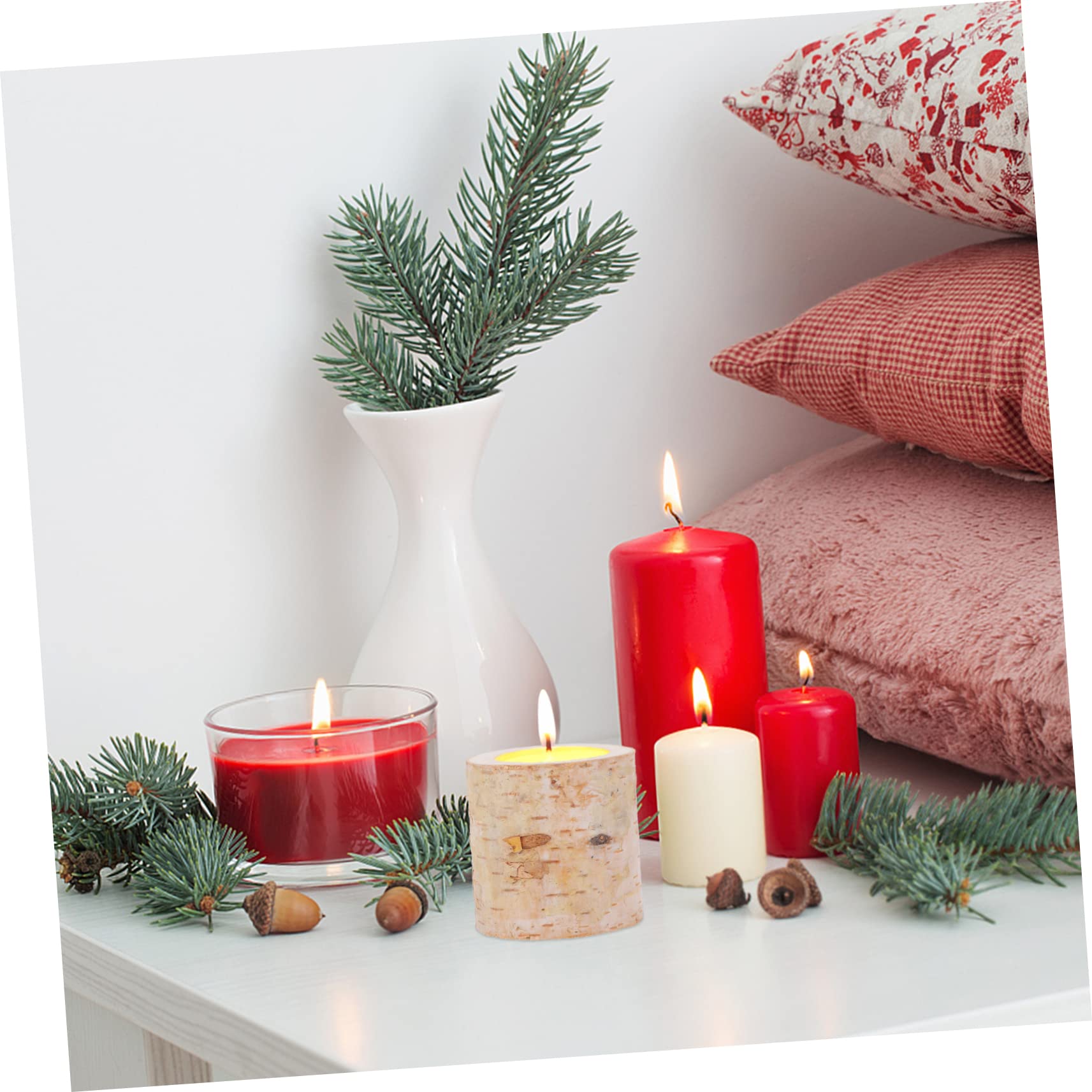 Holz Kerzenständer Deko 10 Stück Beige für Tischdeko | Birkholz, Kreative Form, Elegant und Stilvoll, für Feierlichkeiten und Schreibtischdekoration