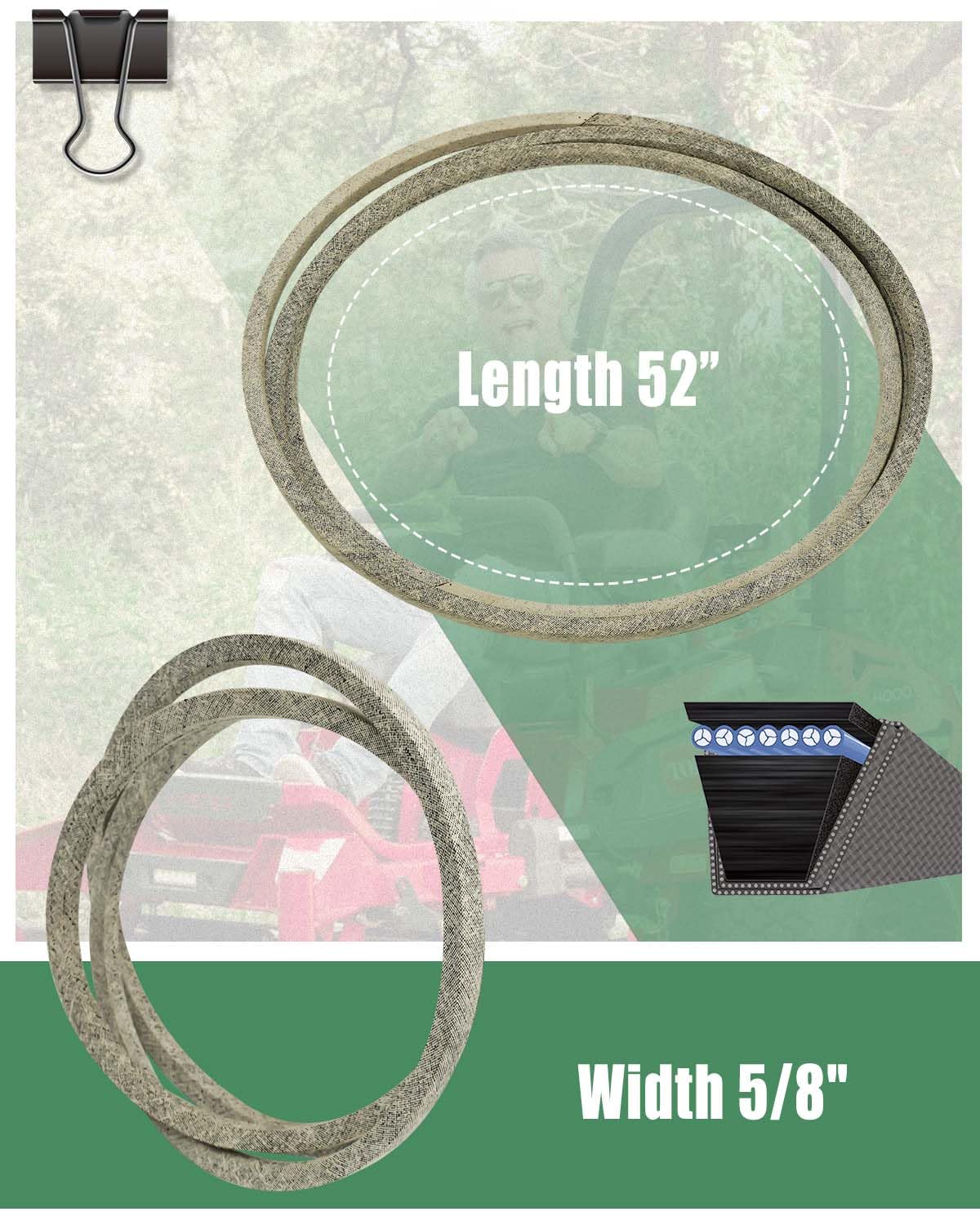 Replace 7106209YP Deck Belt Fit for Snapper Simplicity Murray Lawn Mower, Drive Belt V-Belt 1/2" x 52" Made with Kevlar