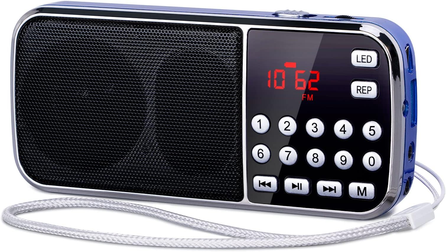 PRUNUS J-189 Bluetooth AM FM Radio, Small Portable Radios - Dual Speaker Heavy Bass, LED Flashlight, Pocket Size, TF Card USB AUX MP3 Player, Rechargeable Battery Operated Small Radio(Blue)