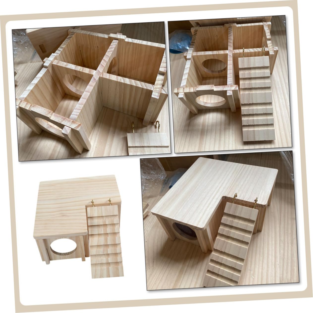 Hamsterholzhütte mit Klappbarer Leiter und Versteck
