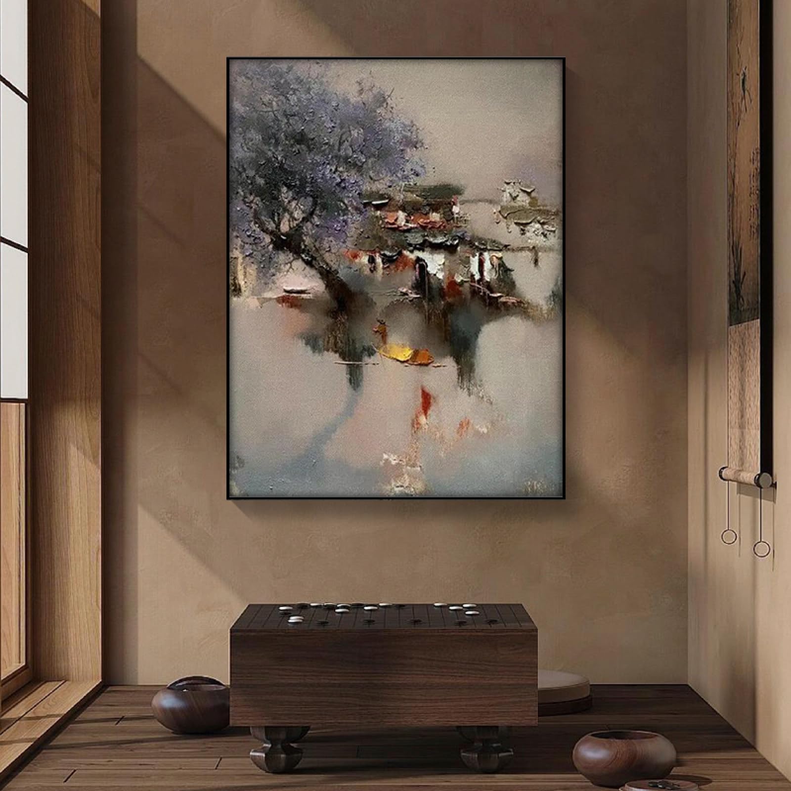 Peinture à l'huile abstraite de luxe faite main grand format salon