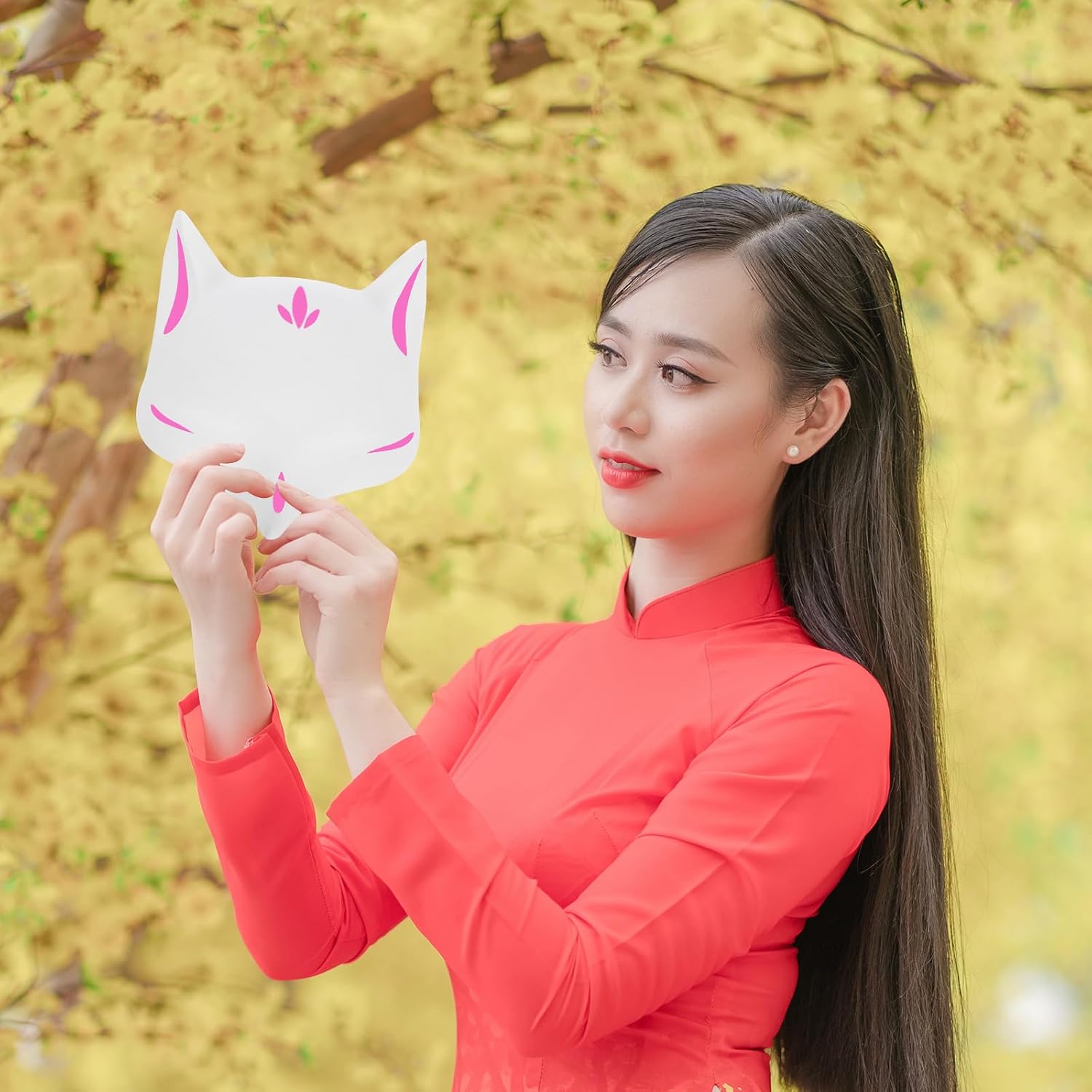 COLLBATH 4pcs White Blank Mask: DIY Fox Face Masks Fox and Cat Painted for Cosplay Masquerade Parties Costume Accessory Animal Dress Up Halloween for Party Props