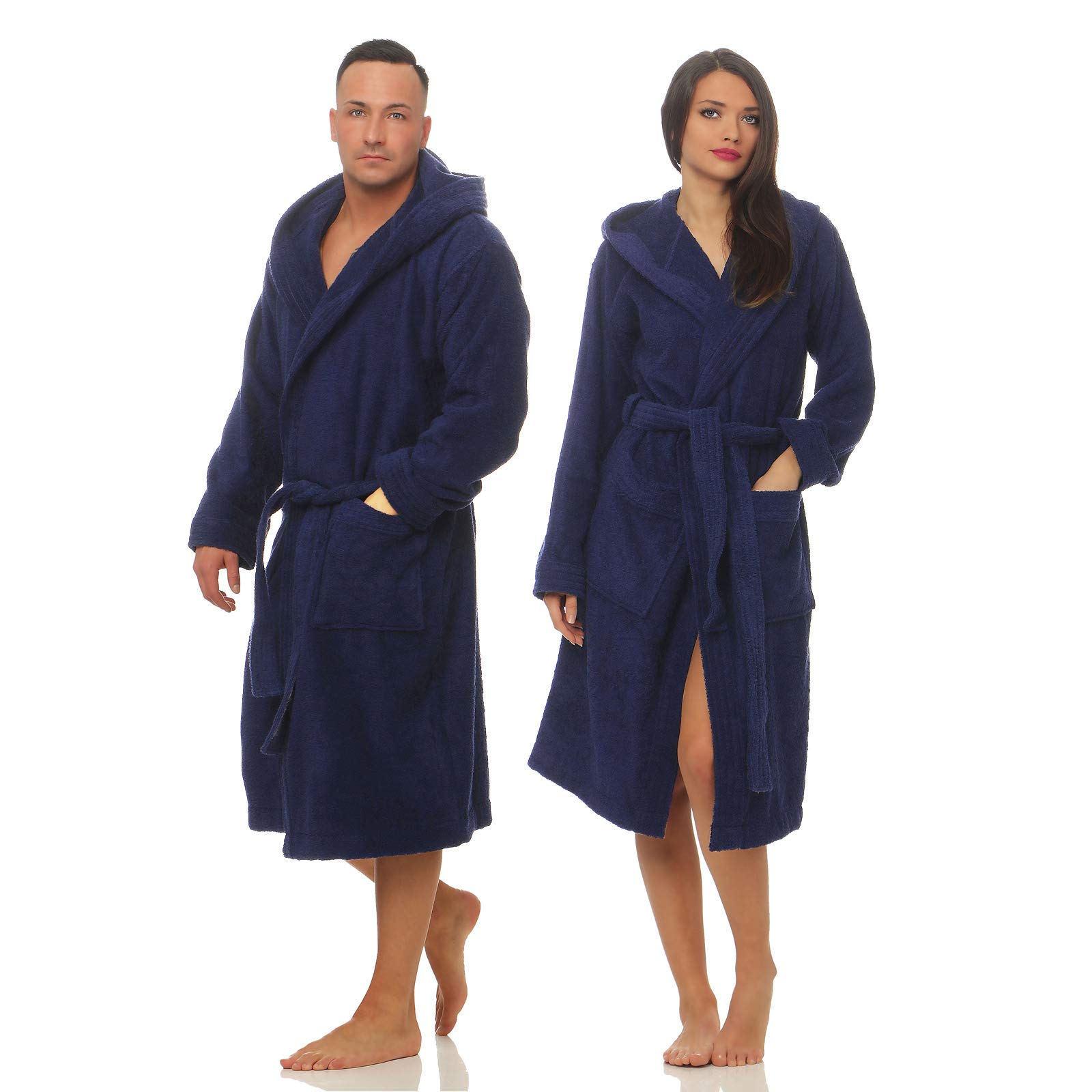 Class Home Collection Bademantel Damen & Herren mit Kapuze – 100% Baumwolle Frottee, weich & saugfähig – OEKO-TEX zertifiziert