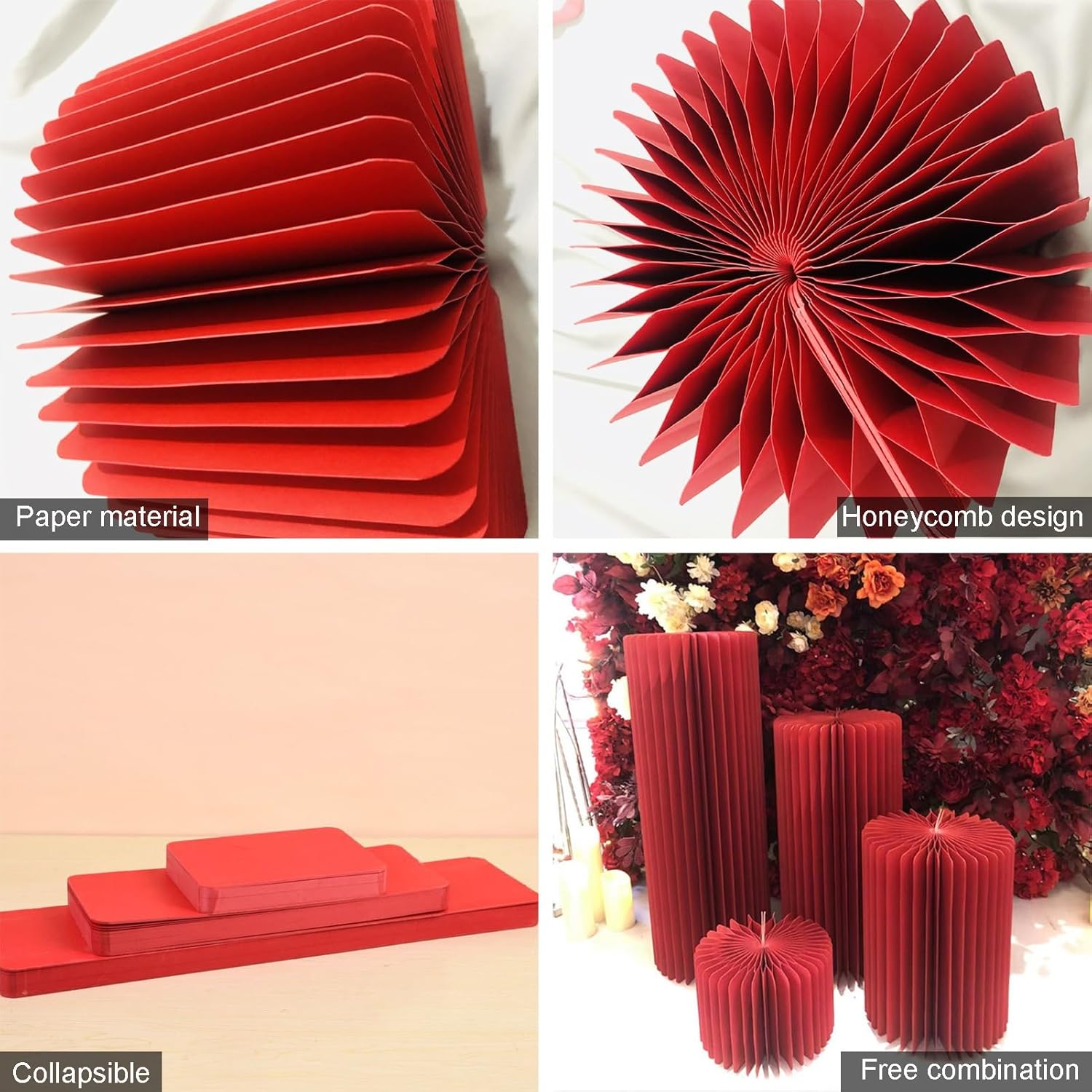 Foldable Cardboard Roman Pillars - 11.8x31.5in Display Stands for Weddings, Birthday Parties, Centerpieces, and Event Decorations - Durable Cylinder Pedestals