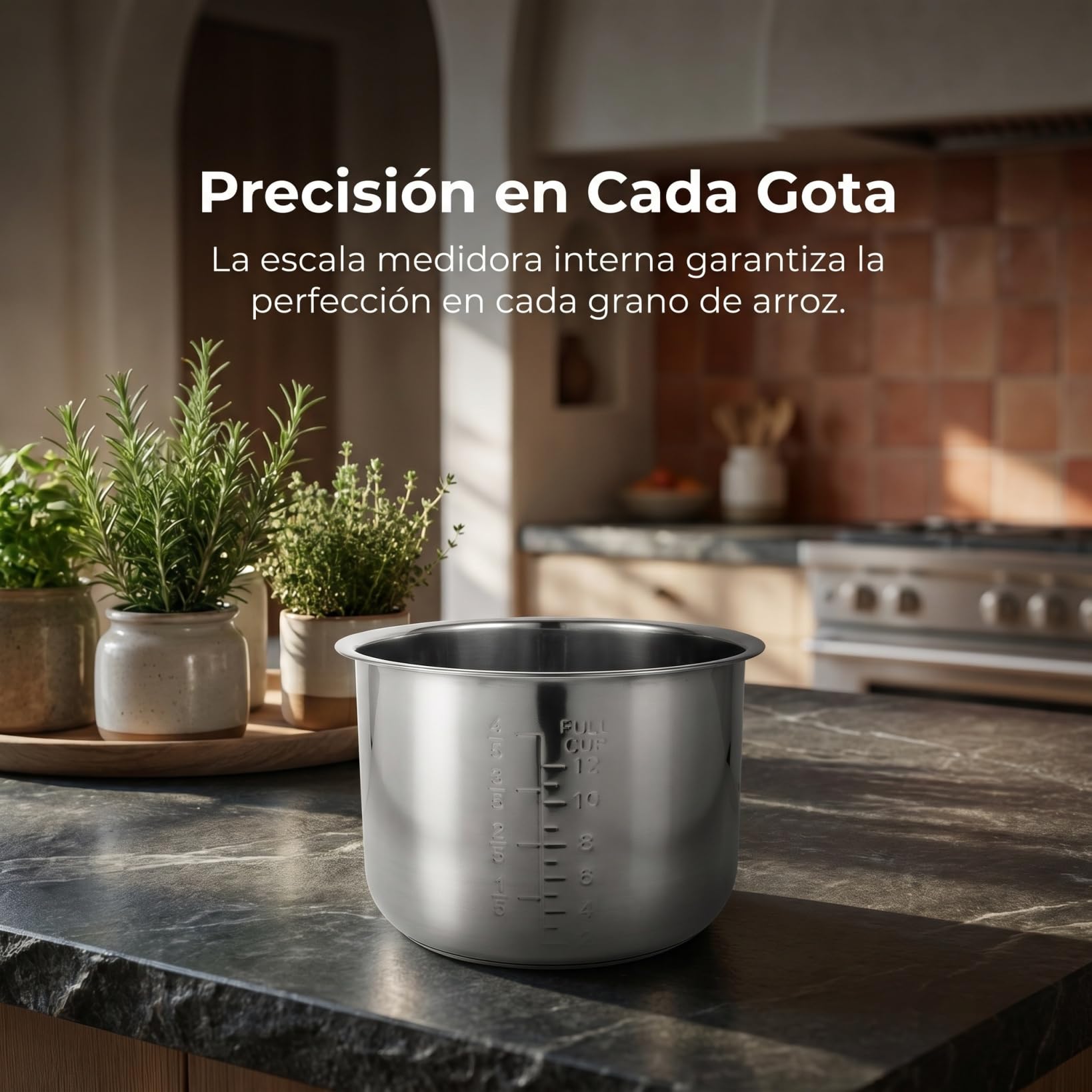 Ciieeo Cubeta de Repuesto para Olla Arrocera de 6L - 24x24x15.9 cm (9.44x6.25 Pulgadas) - Recambio de Acero Inoxidable con Escala de Medición Interior para Ollas Eléctricas Multiusos y Preparac