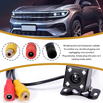 OTOTEC 2PCS Rear View Camera Adapter Cable 4-Pin Male to CVBS RCA Female Video Wiring Loom Cable Length 55.5cm Camera Signal Harness