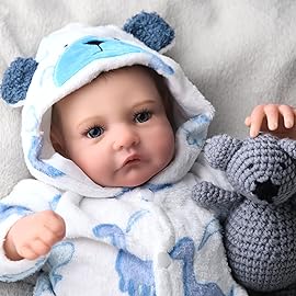 BABESIDE Lifelike Reborn Baby Dolls Silicone Full Body Boys - 17-Inch Real Baby Feeling Realistic-Newborn Baby Doll Soft Cloth Body Real Life Baby Dolls with Toy & Gift Box for Kids