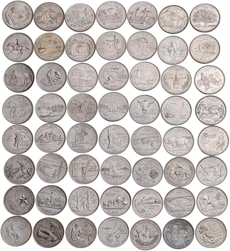 Complete 56-Coin U.S. State & Territory Quarter Set 1999–2009 Denver (D) Mint – 50 States, DC & 5 Territories