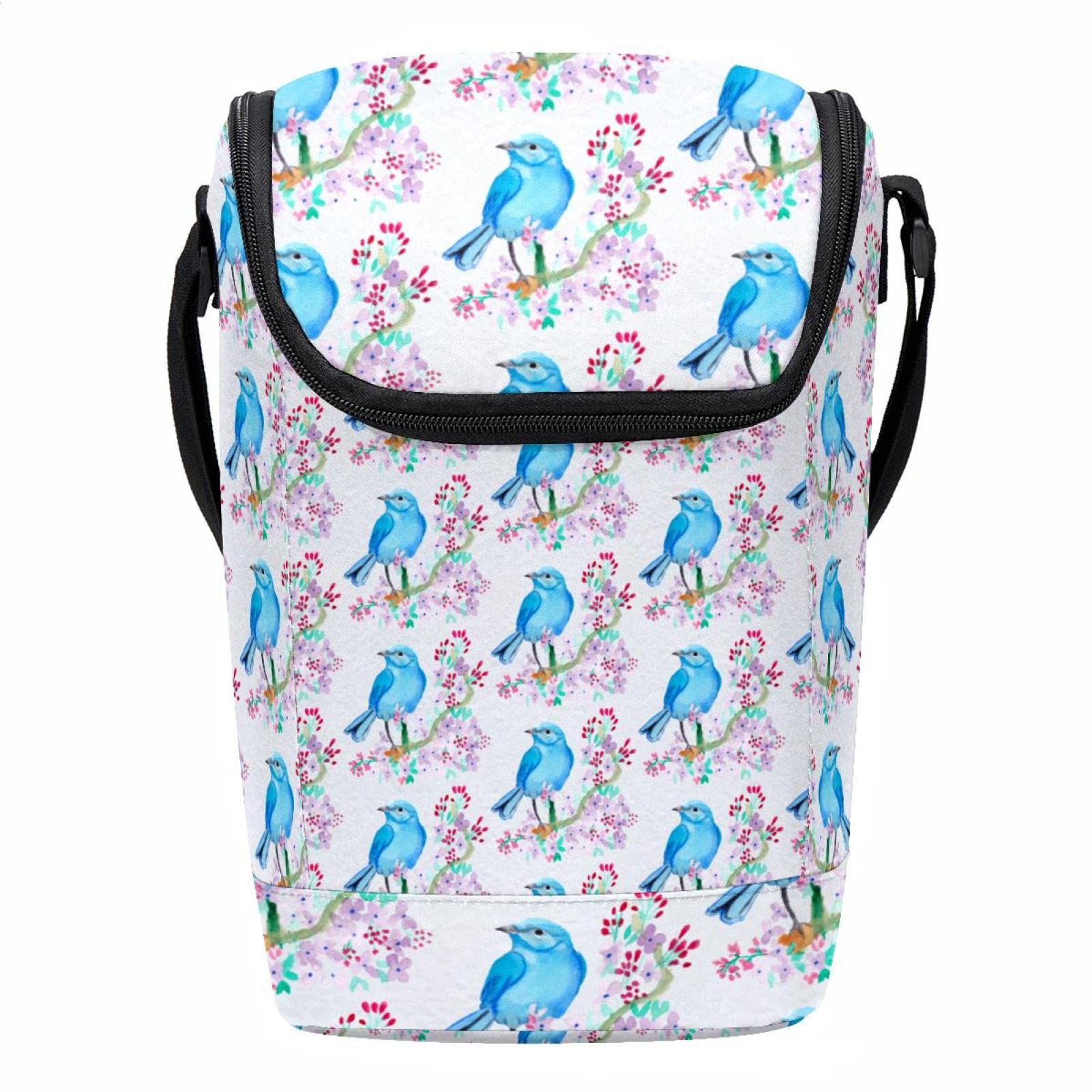 Bolsa de almuerzo portátil para oficina y picnic con estampado de pájaros