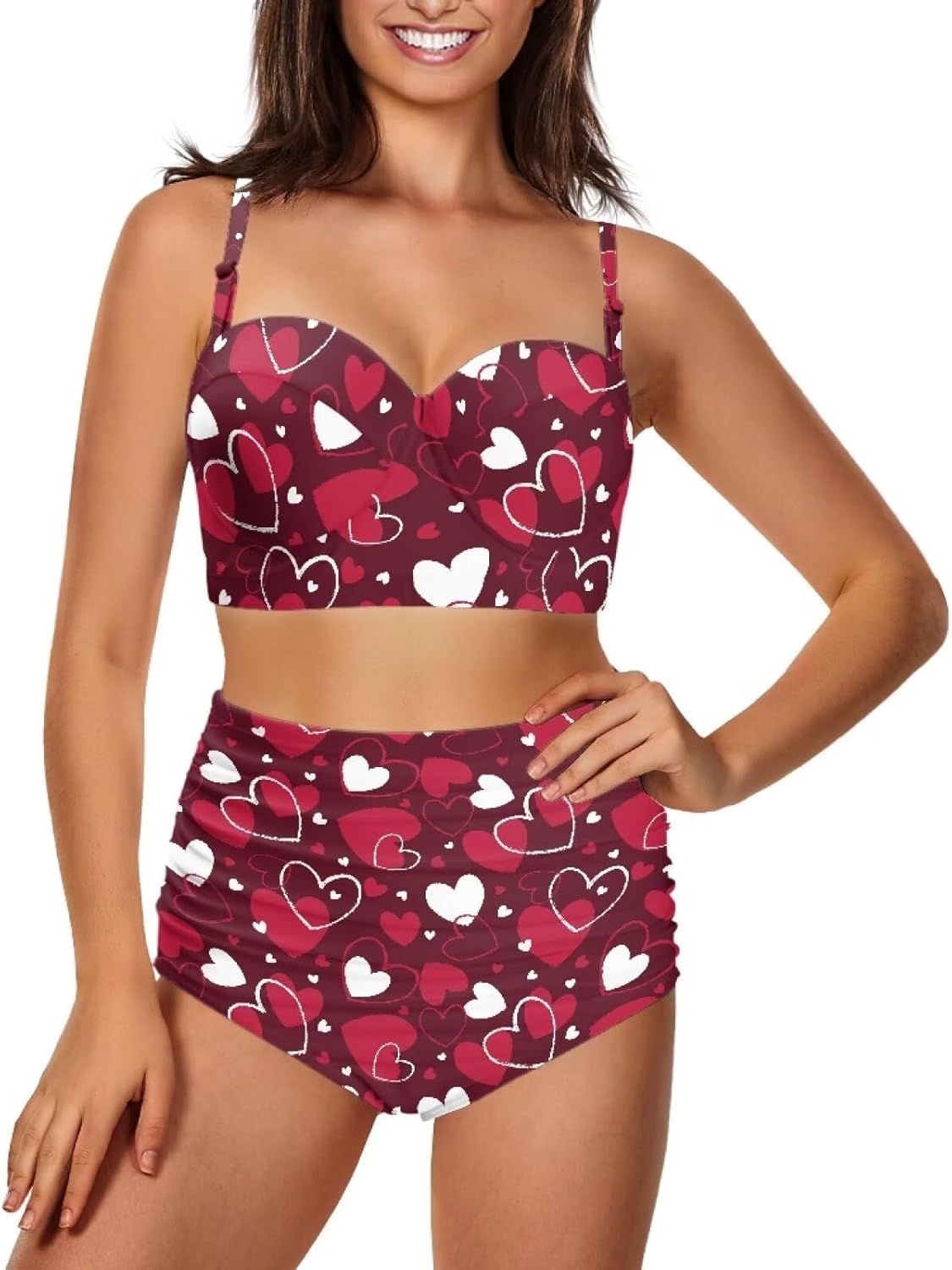 ZOUTAIRONG Womens Bikini Sets Two Piece Swimsuits High Cut Swimwear Tummy Control Tankini Set Size S-2XL