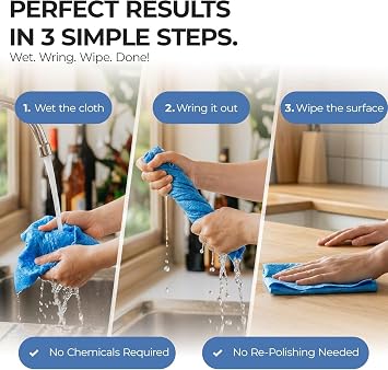 MagicWipe® Magic Cleaning Cloth - 5 Pack 30x40cm Thickened Microfiber Cloth for Cleaning - Blue Reusable 330 GSM, Ultra Absorbent, Lint Free & Streak Free Glass Cleaning Rag for Home, Kitchen, Window