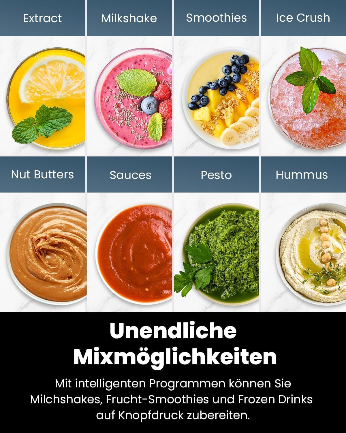 GDOR Professional Standmixer Glas 1200W Smoothie Maker 5 Programme Blender 1,5L Glasbehälter&700ml To-Go Becher Kombi Hochleistungsmixer für Smoothies Shake Eiscrushen Gefrorenes Obst Selbstreinigend