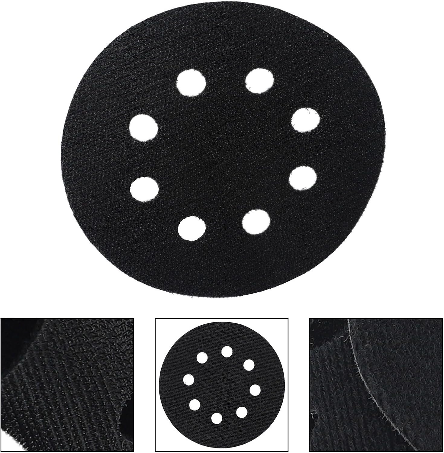 Flocking Interface Pad 5 Inch for Sanding Disc Backing Plate Use with 8 Holes to Support Tool Longevity