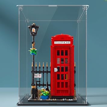 Acrylic Display Case for Lego 21347 London Telephone Booth Model, 3mm Dustproof Display Box, Display Case Compatible with Lego 21347Model Not Included Transparent Build