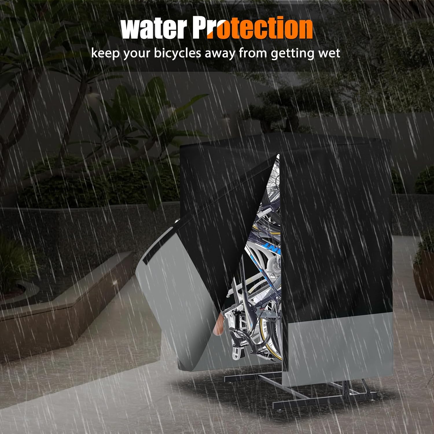 Vertical Bike Rack Cover, Waterproof Bike Cover, Outdoor Sun Rain Snow Protector for City, Mountain, Electric, Tandem Bicycle